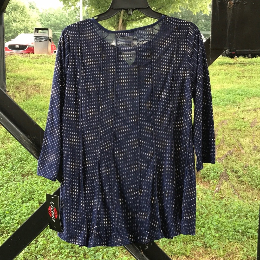 NWT Cocomo Embroidered Pleated Gold Stud Blouse S